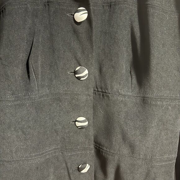 R&K Petite Women Zebra Accent Button Up Collar Jacket Black 2P Small Y2K Animal - Picture 3 of 6